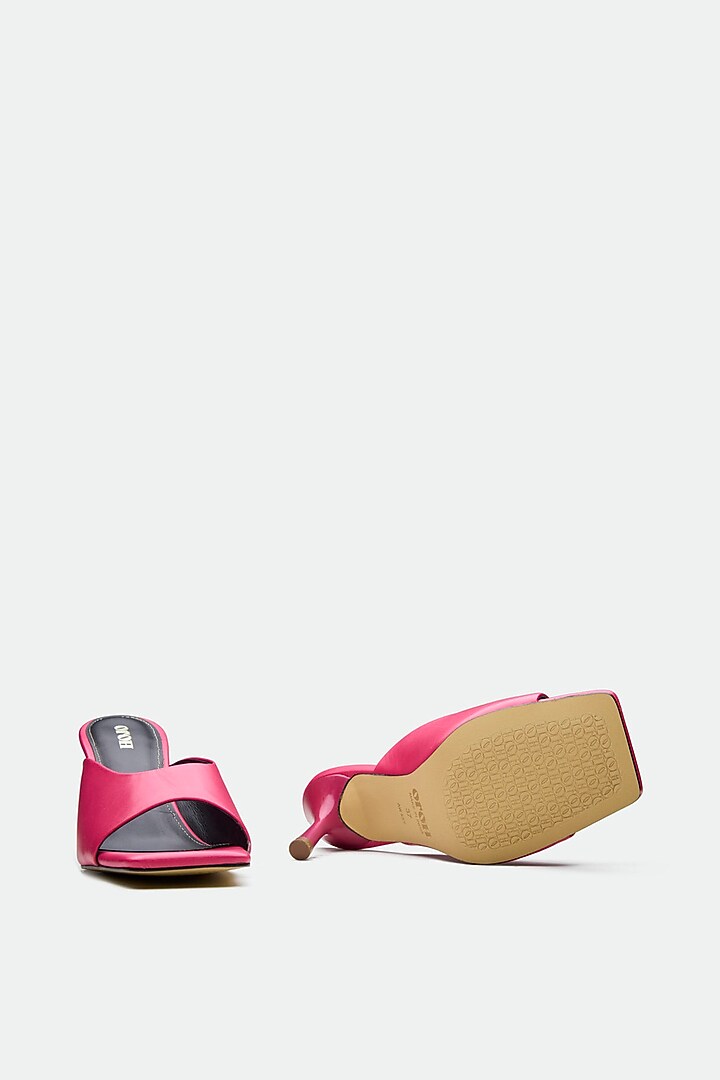 Pink Genuine Leather Square-Toe Stiletto Heels by Oroh at Pernia's Pop Up Shop
