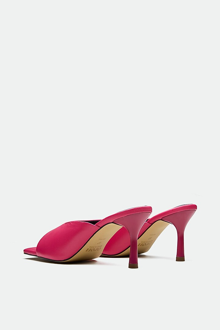 Pink Genuine Leather Square-Toe Stiletto Heels by Oroh at Pernia's Pop Up Shop