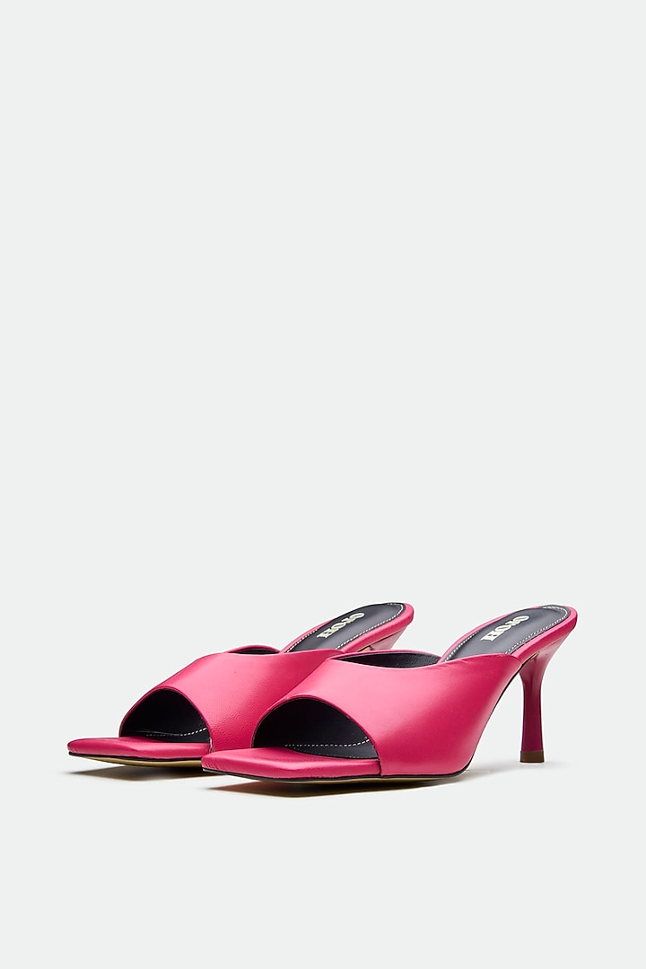 Pink Genuine Leather Square-Toe Stiletto Heels by Oroh at Pernia's Pop Up Shop
