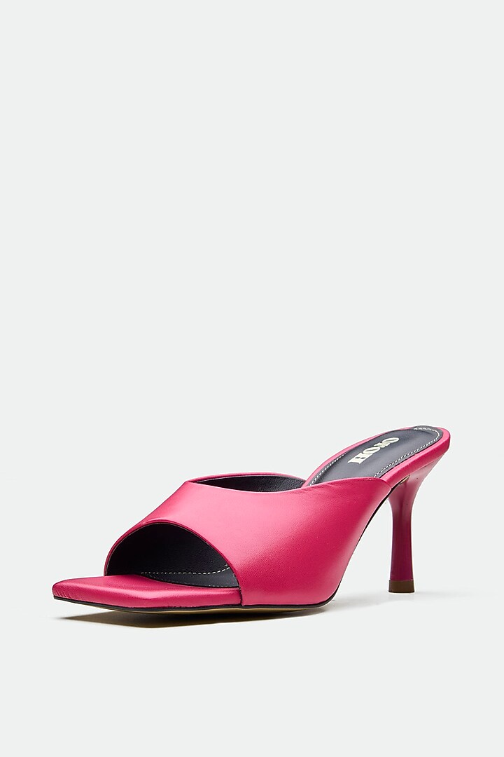 Pink Genuine Leather Square-Toe Stiletto Heels by Oroh at Pernia's Pop Up Shop