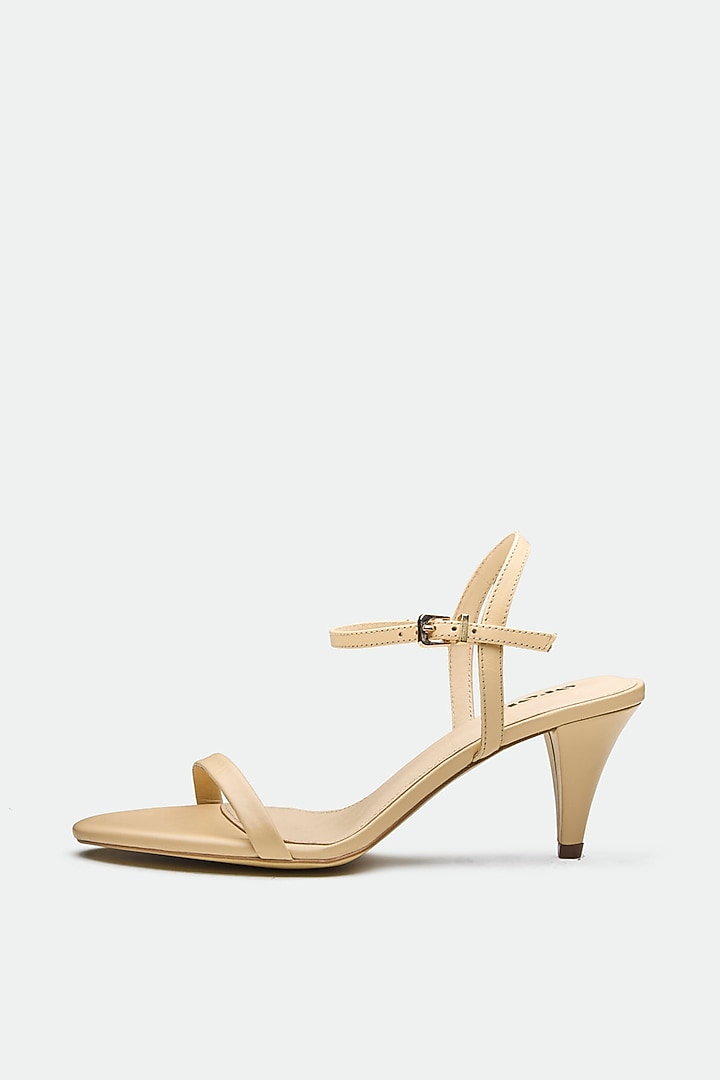 Nude Genuine Leather Kitten Heels by Oroh at Pernia's Pop Up Shop