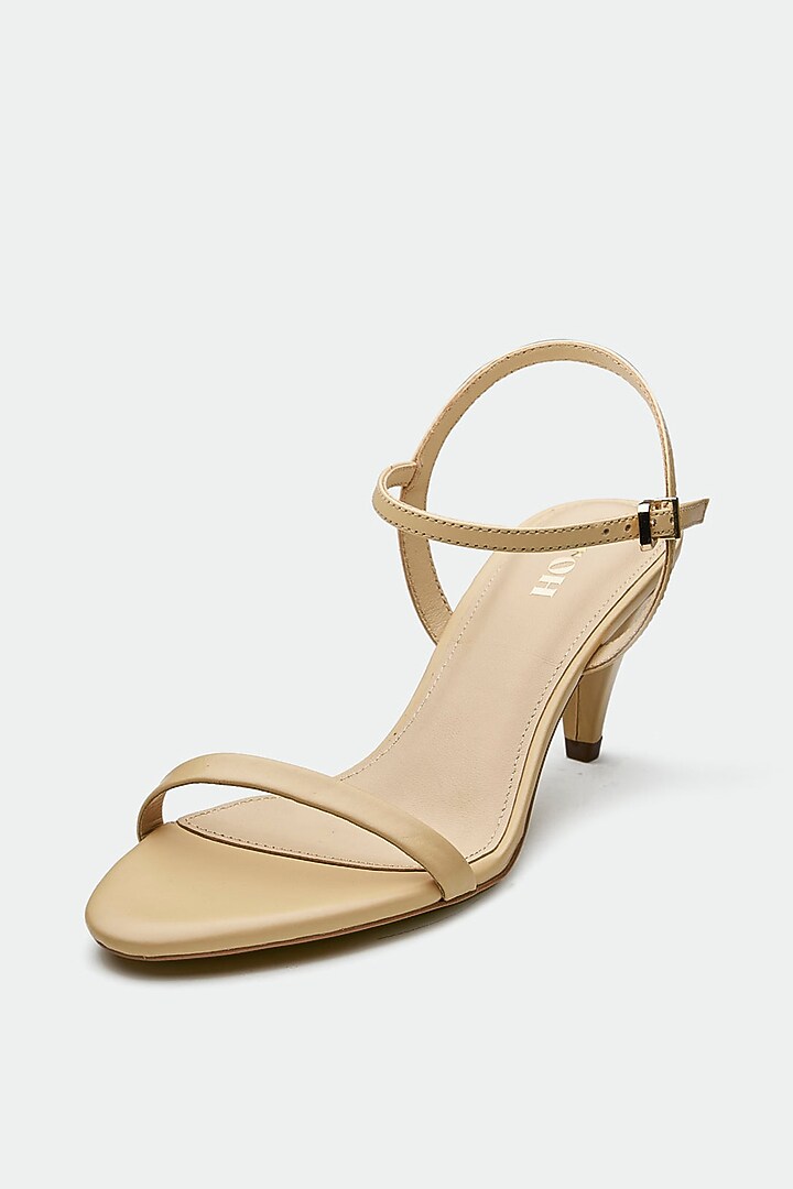 Nude Genuine Leather Kitten Heels by Oroh at Pernia's Pop Up Shop