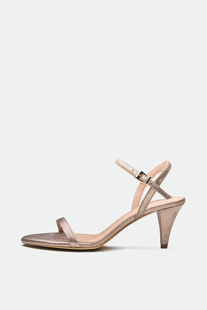 Bronze Genuine Leather Kitten Heels by Oroh at Pernia's Pop Up Shop