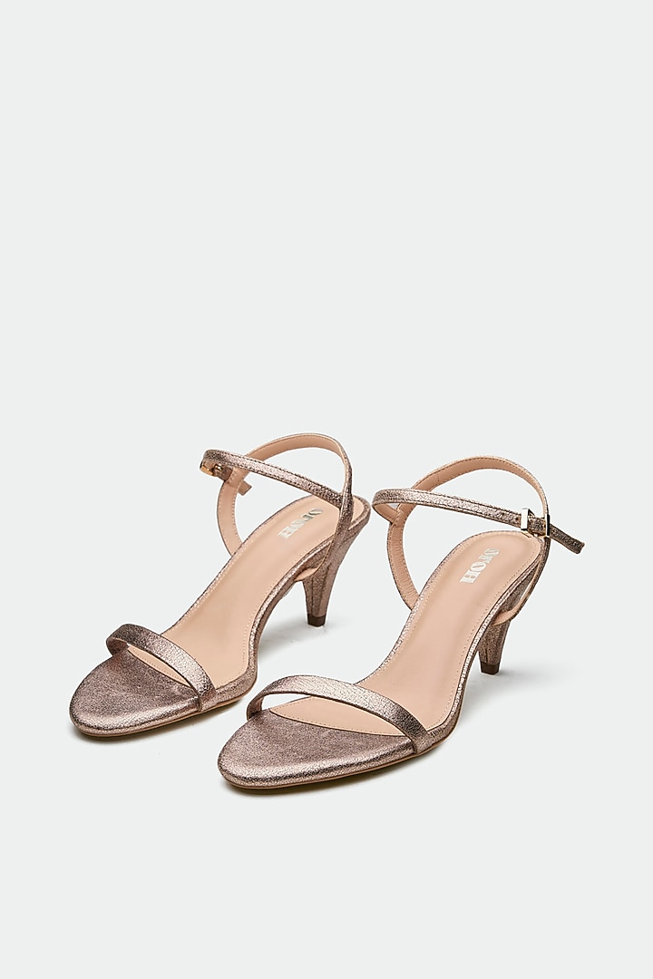 Bronze Genuine Leather Kitten Heels by Oroh at Pernia's Pop Up Shop