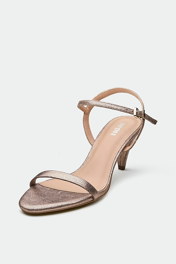 Bronze Genuine Leather Kitten Heels by Oroh at Pernia's Pop Up Shop
