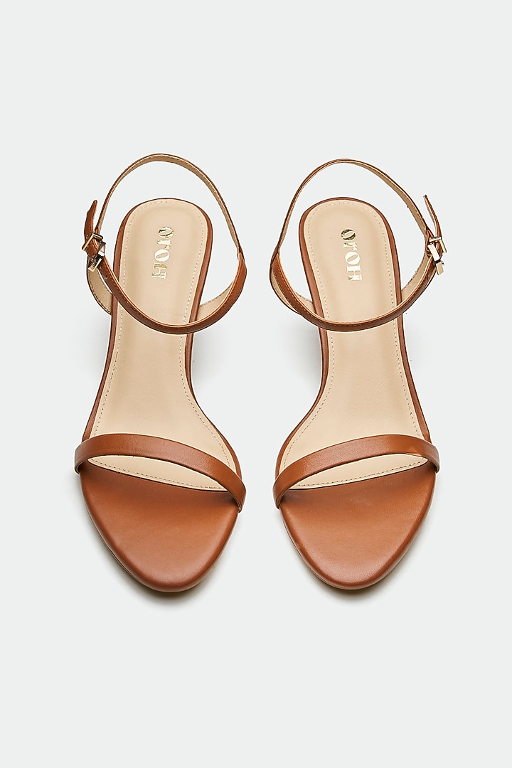 Tan Genuine Leather Kitten Heels by Oroh at Pernia's Pop Up Shop