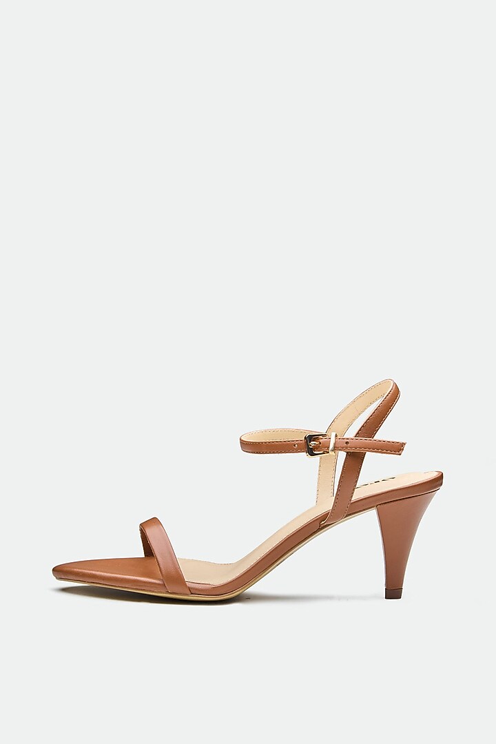 Tan Genuine Leather Kitten Heels by Oroh at Pernia's Pop Up Shop