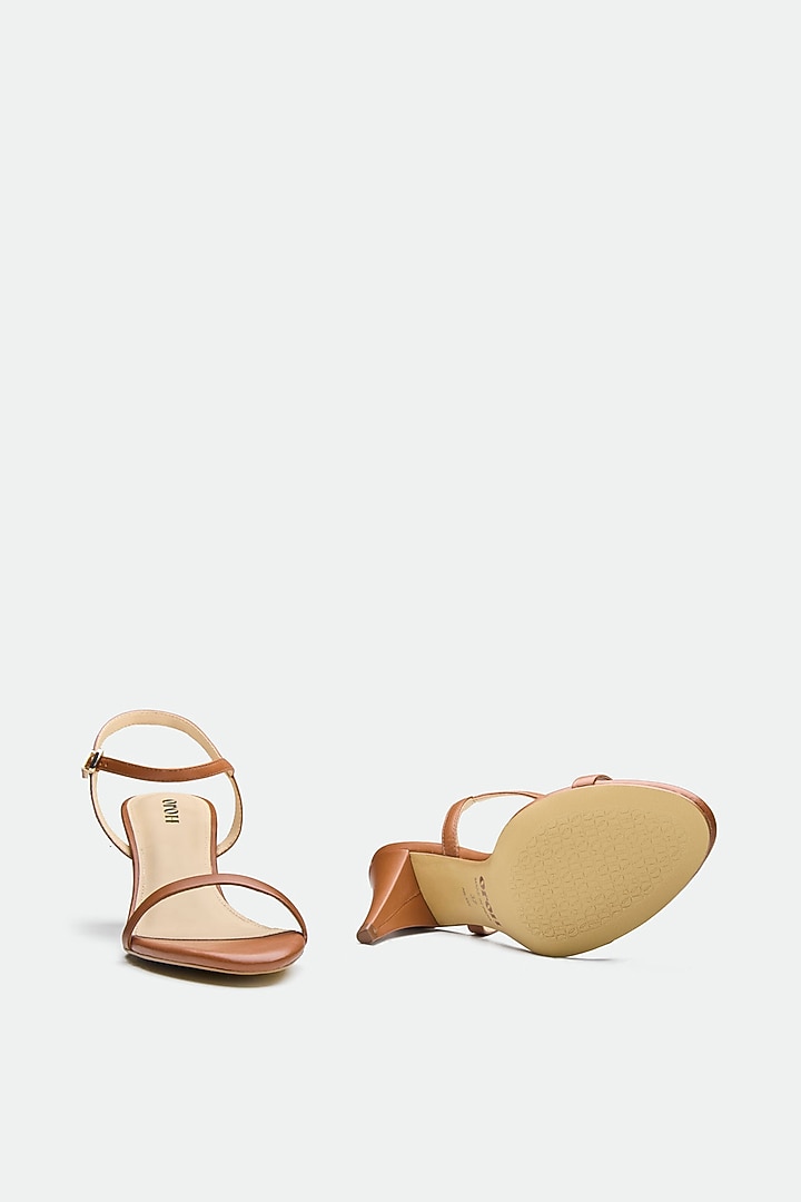 Tan Genuine Leather Kitten Heels by Oroh at Pernia's Pop Up Shop