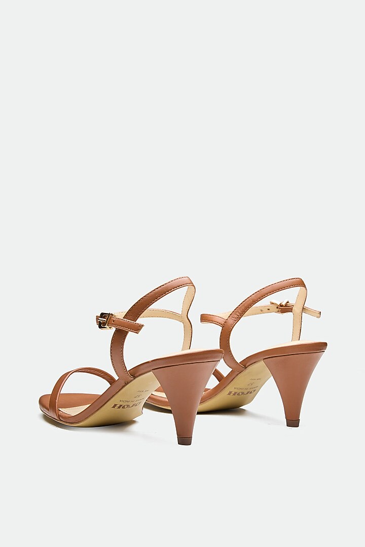 Tan Genuine Leather Kitten Heels by Oroh at Pernia's Pop Up Shop
