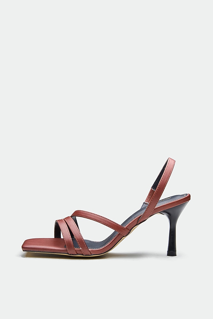 Brown Genuine Leather Square-Toe Stiletto Heels by Oroh at Pernia's Pop Up Shop