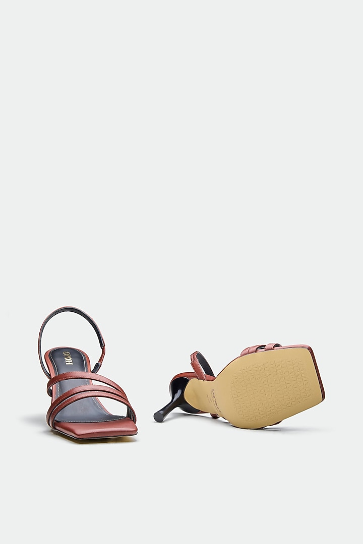 Brown Genuine Leather Square-Toe Stiletto Heels by Oroh at Pernia's Pop Up Shop