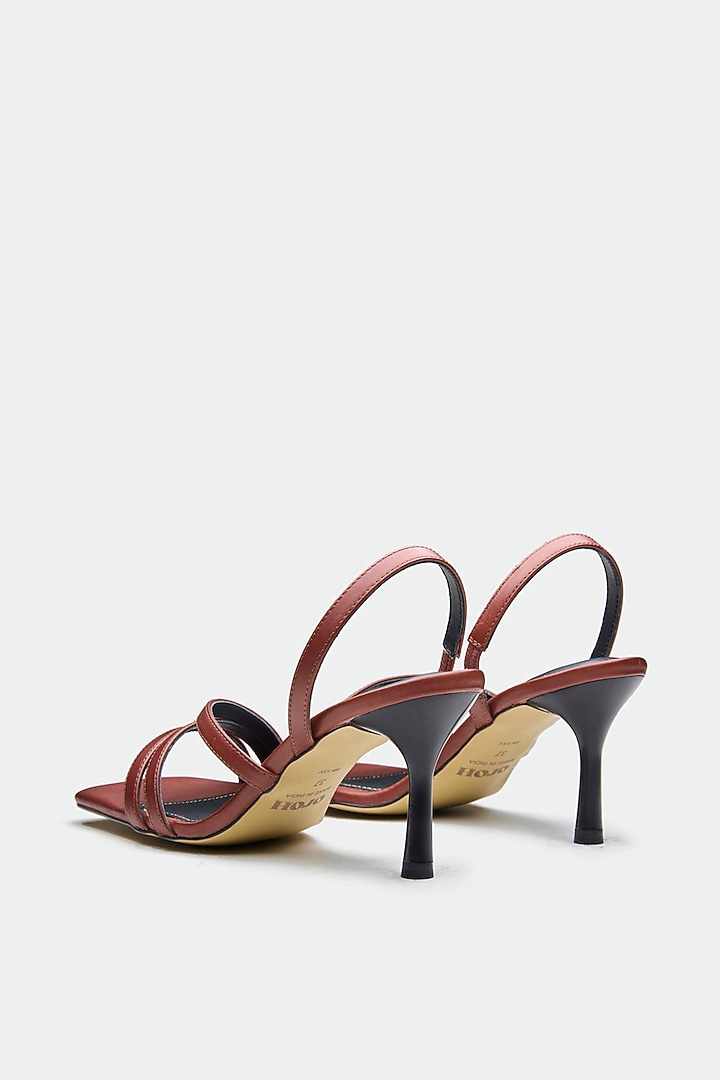 Brown Genuine Leather Square-Toe Stiletto Heels by Oroh at Pernia's Pop Up Shop