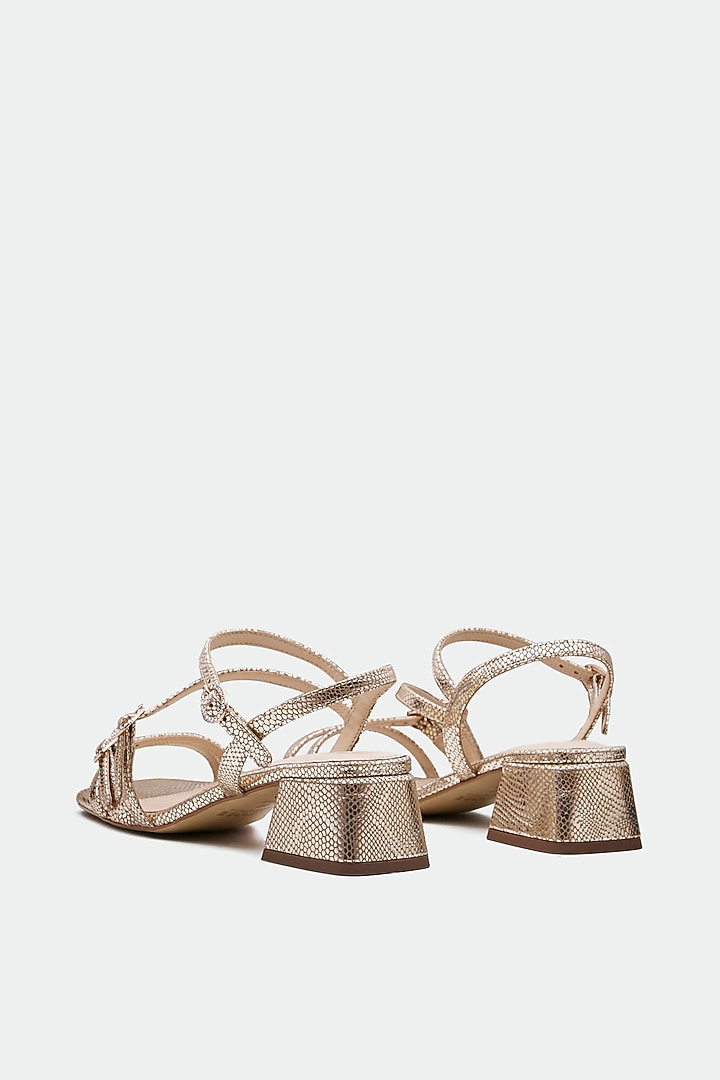 Gold Genuine Leather Open-Toe Block Heels by Oroh at Pernia's Pop Up Shop