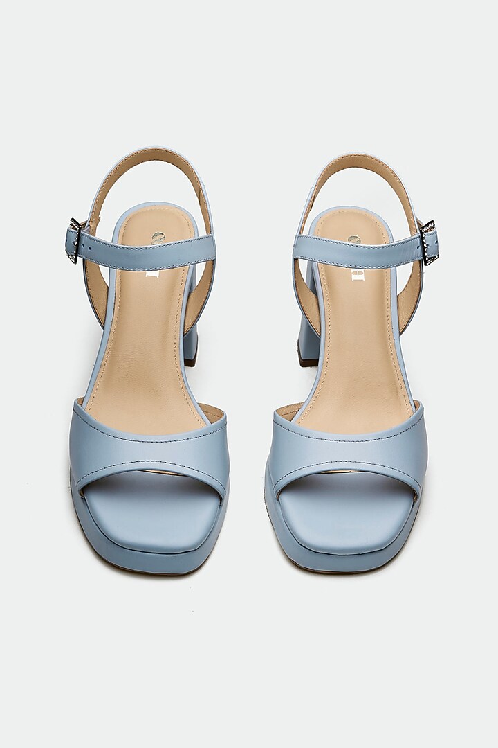 Blue Genuine Leather Block Heels by Oroh at Pernia's Pop Up Shop