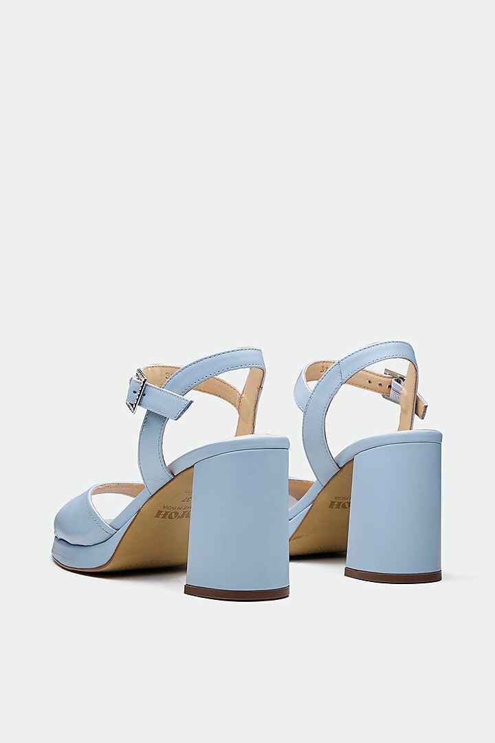 Blue Genuine Leather Block Heels by Oroh at Pernia's Pop Up Shop