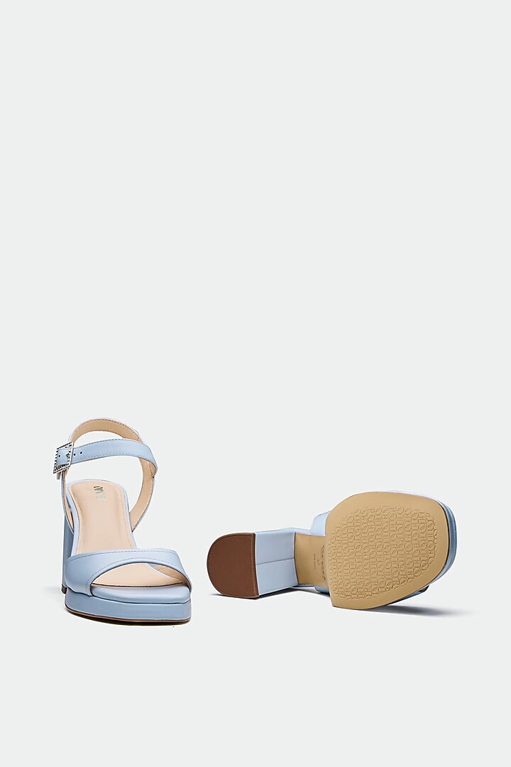 Blue Genuine Leather Block Heels by Oroh at Pernia's Pop Up Shop