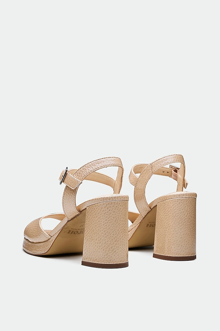 Nude Genuine Leather Block Heels by Oroh at Pernia's Pop Up Shop