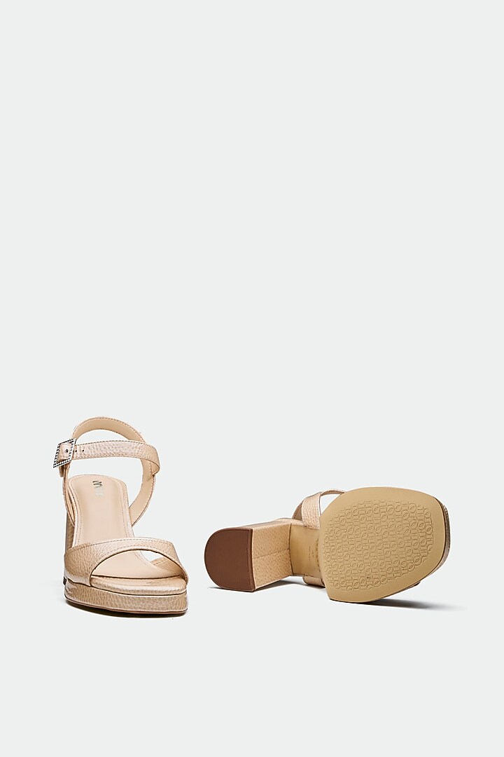 Nude Genuine Leather Block Heels by Oroh at Pernia's Pop Up Shop