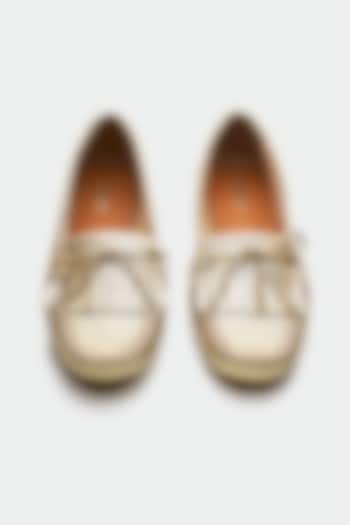 Gold Genuine Leather Moccasin Loafers by Oroh at Pernia's Pop Up Shop