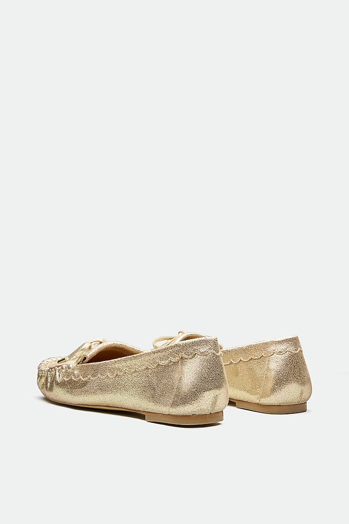 Gold Genuine Leather Moccasin Loafers by Oroh at Pernia's Pop Up Shop