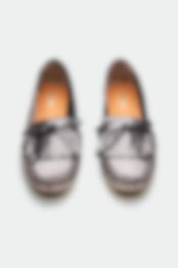 Grey Genuine Leather Moccasin Loafers by Oroh at Pernia's Pop Up Shop