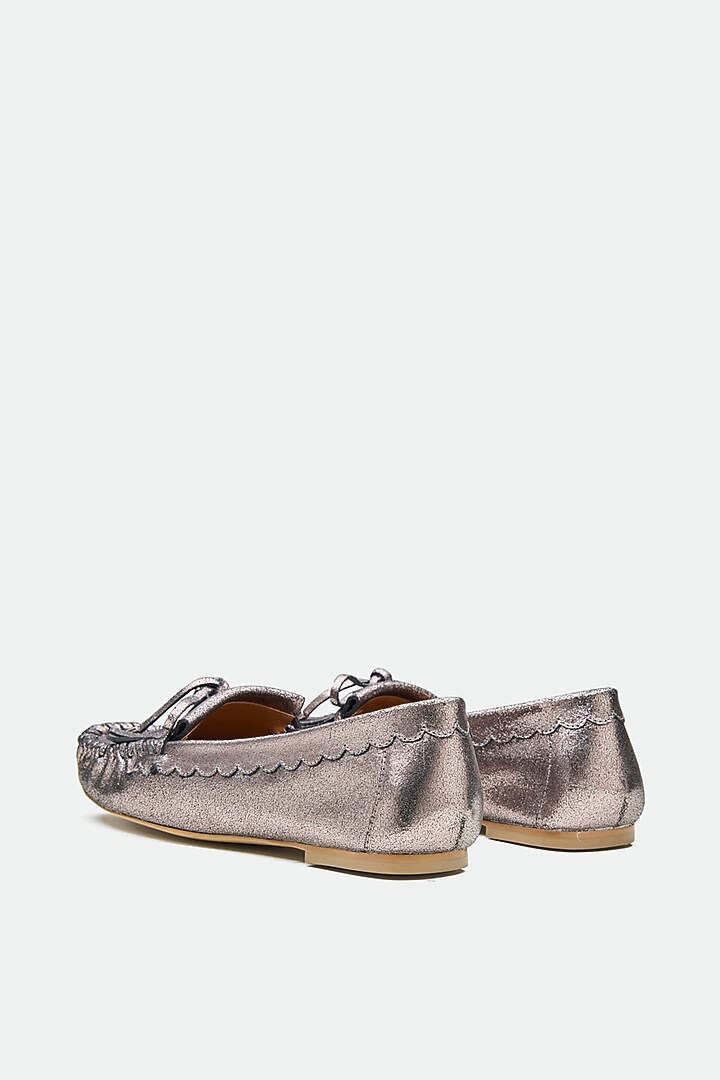 Grey Genuine Leather Moccasin Loafers by Oroh at Pernia's Pop Up Shop