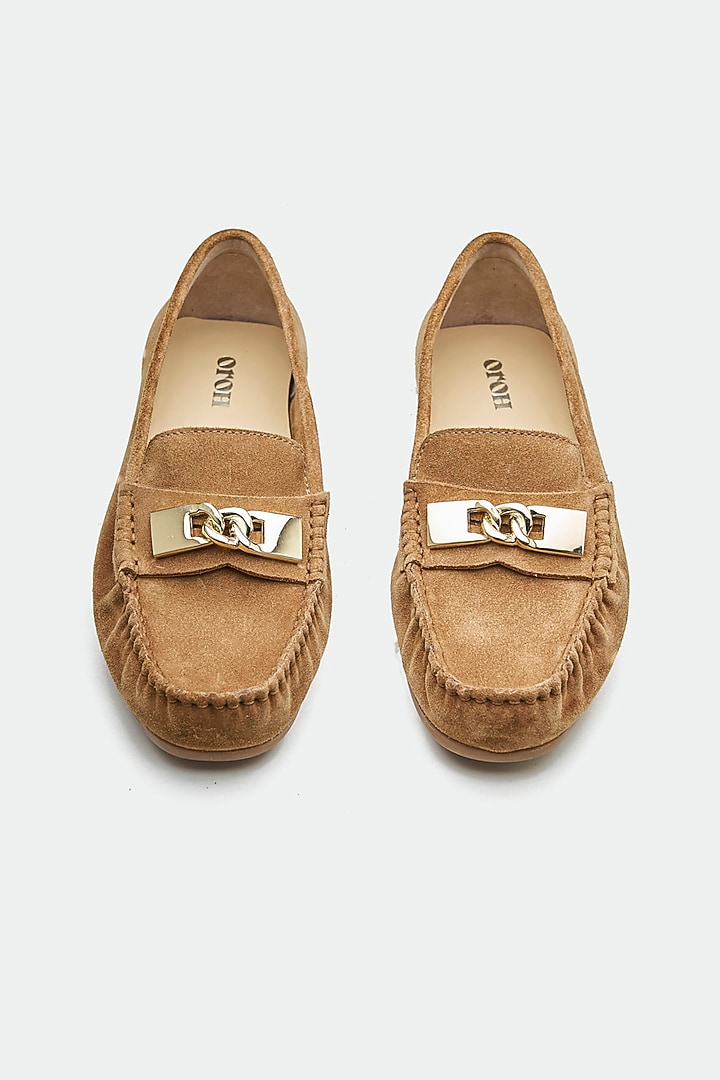 Tan Genuine Leather Moccasin Loafers by Oroh at Pernia's Pop Up Shop