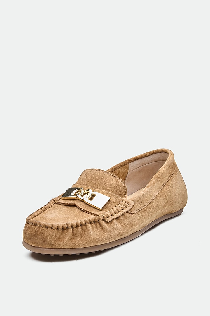 Tan Genuine Leather Moccasin Loafers by Oroh at Pernia's Pop Up Shop