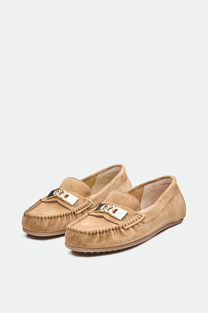 Tan Genuine Leather Moccasin Loafers by Oroh at Pernia's Pop Up Shop