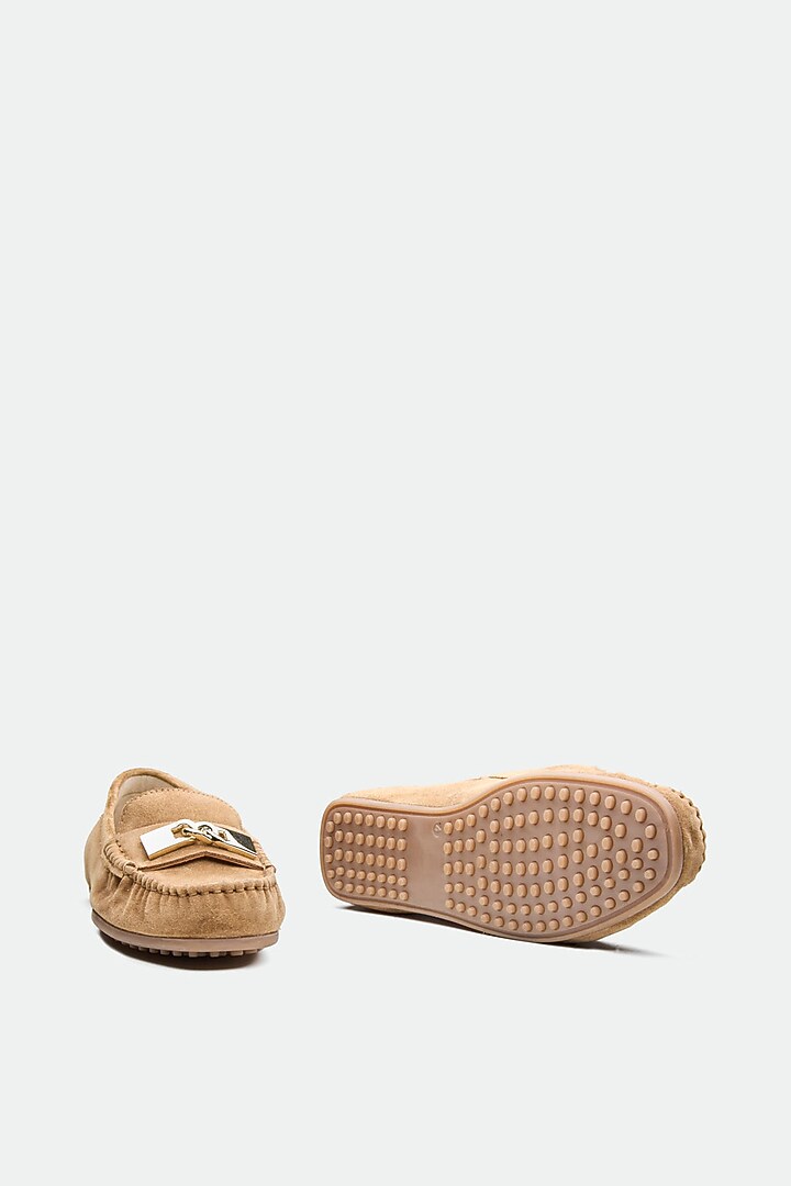 Tan Genuine Leather Moccasin Loafers by Oroh at Pernia's Pop Up Shop