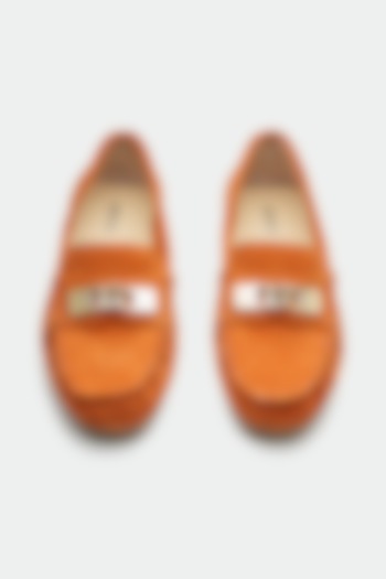 Orange Genuine Leather Moccasin Loafers by Oroh at Pernia's Pop Up Shop