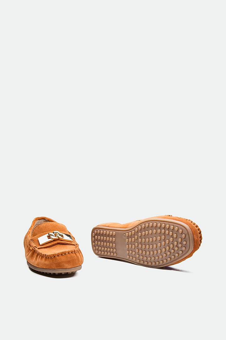 Orange Genuine Leather Moccasin Loafers by Oroh at Pernia's Pop Up Shop