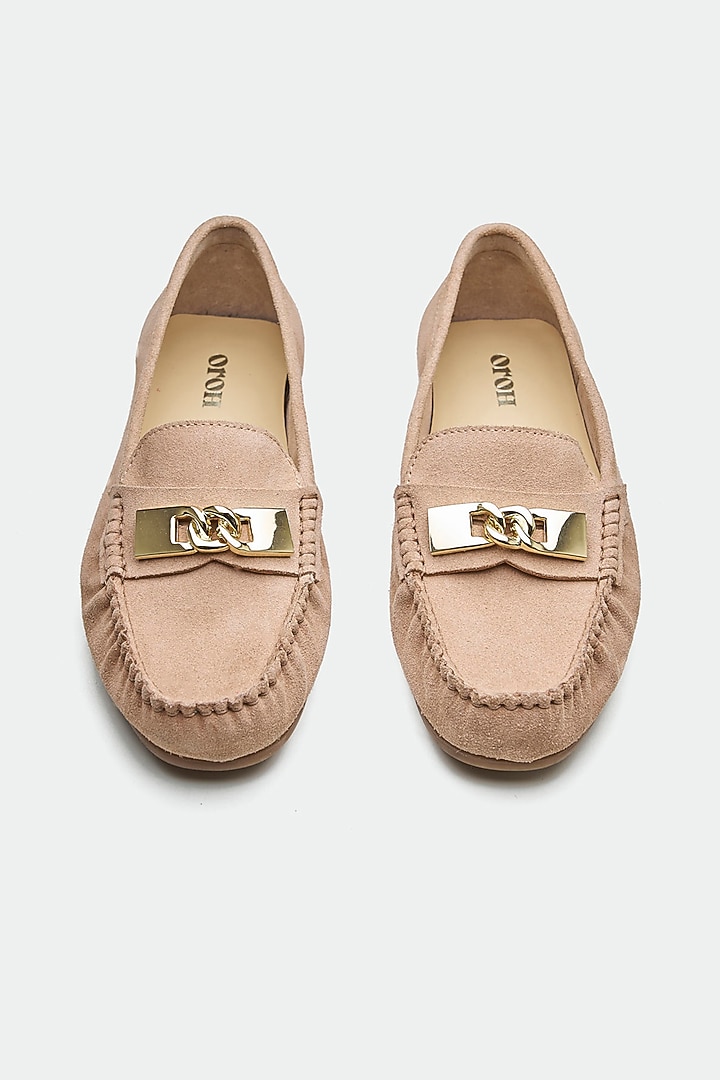 Pink Genuine Leather Moccasin Loafers by Oroh at Pernia's Pop Up Shop