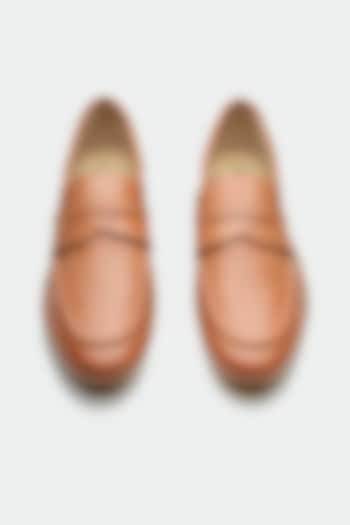Tan Genuine Leather Penny Loafers by Oroh at Pernia's Pop Up Shop