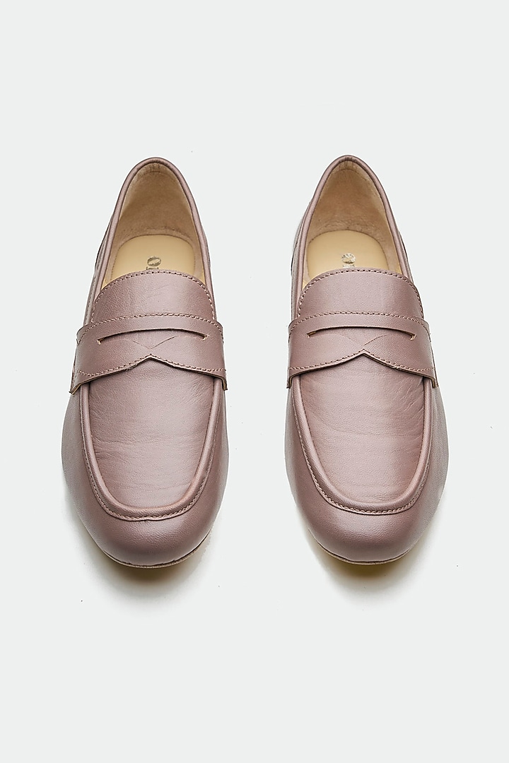 Grey Genuine Leather Penny Loafers by Oroh at Pernia's Pop Up Shop