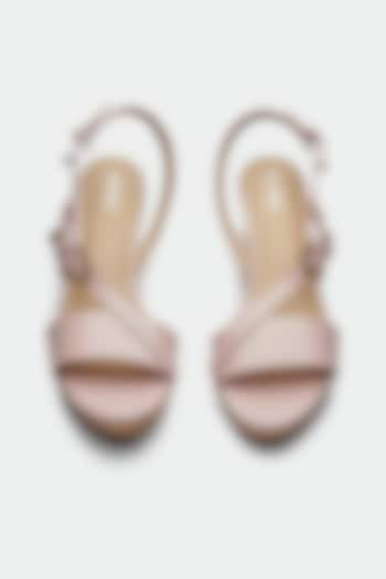 Pink Genuine Leather Cork Textured Wedges by Oroh at Pernia's Pop Up Shop