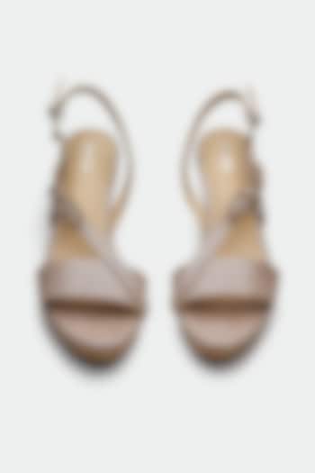 Bronze Genuine Leather Cork Textured Wedges by Oroh at Pernia's Pop Up Shop