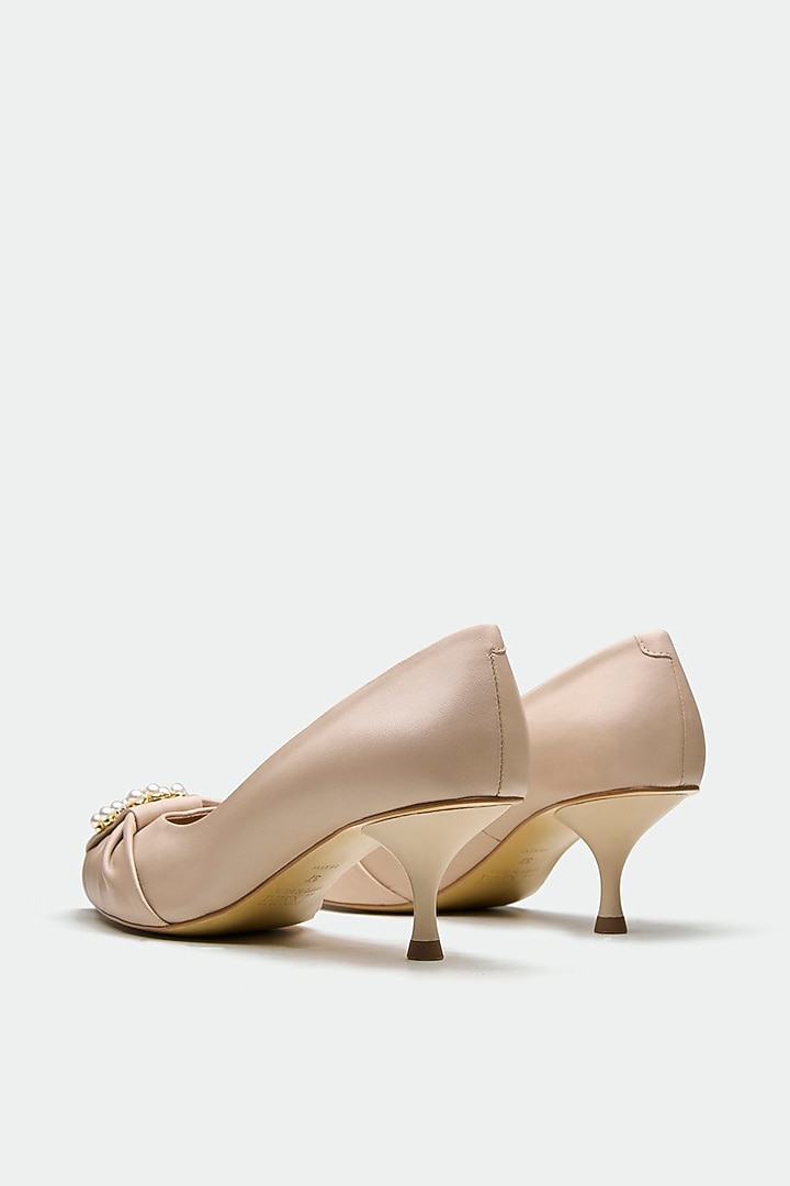 Nude Genuine Leather Kitten Heels by Oroh at Pernia's Pop Up Shop