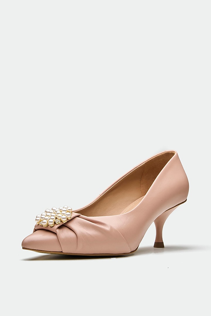 Pink Genuine Leather Kitten Heels by Oroh at Pernia's Pop Up Shop