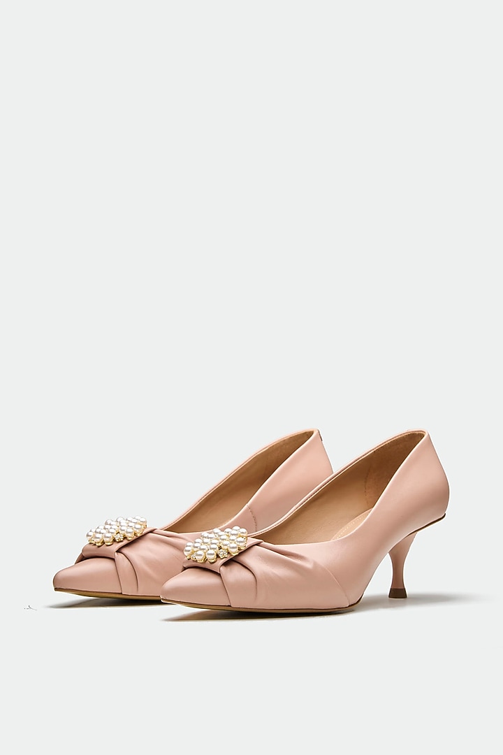 Pink Genuine Leather Kitten Heels by Oroh at Pernia's Pop Up Shop
