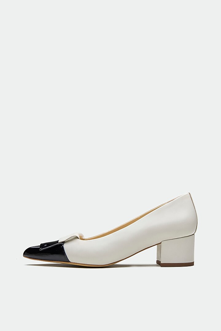 White Genuine Leather Court Heels by Oroh at Pernia's Pop Up Shop