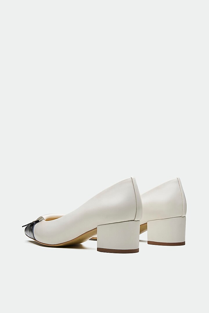 White Genuine Leather Court Heels by Oroh at Pernia's Pop Up Shop