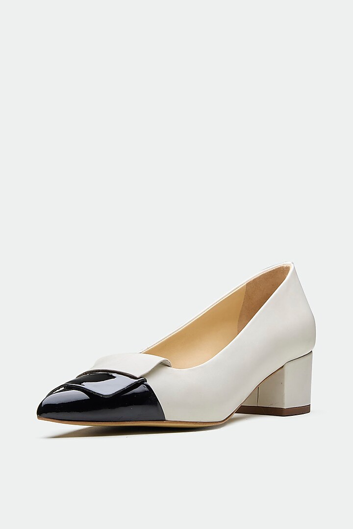 White Genuine Leather Court Heels by Oroh at Pernia's Pop Up Shop