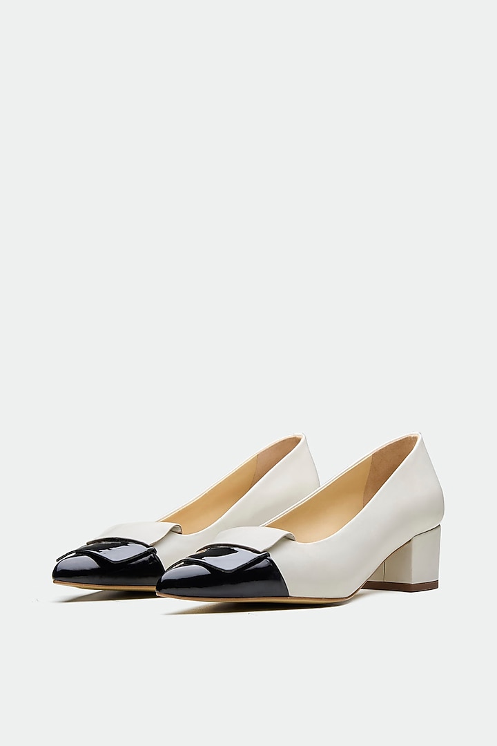 White Genuine Leather Court Heels by Oroh at Pernia's Pop Up Shop
