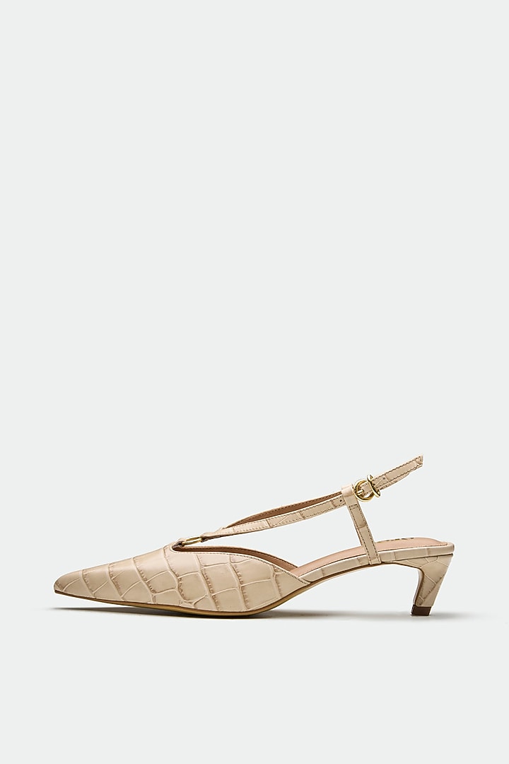 Nude Genuine Leather Slingback Heels by Oroh at Pernia's Pop Up Shop