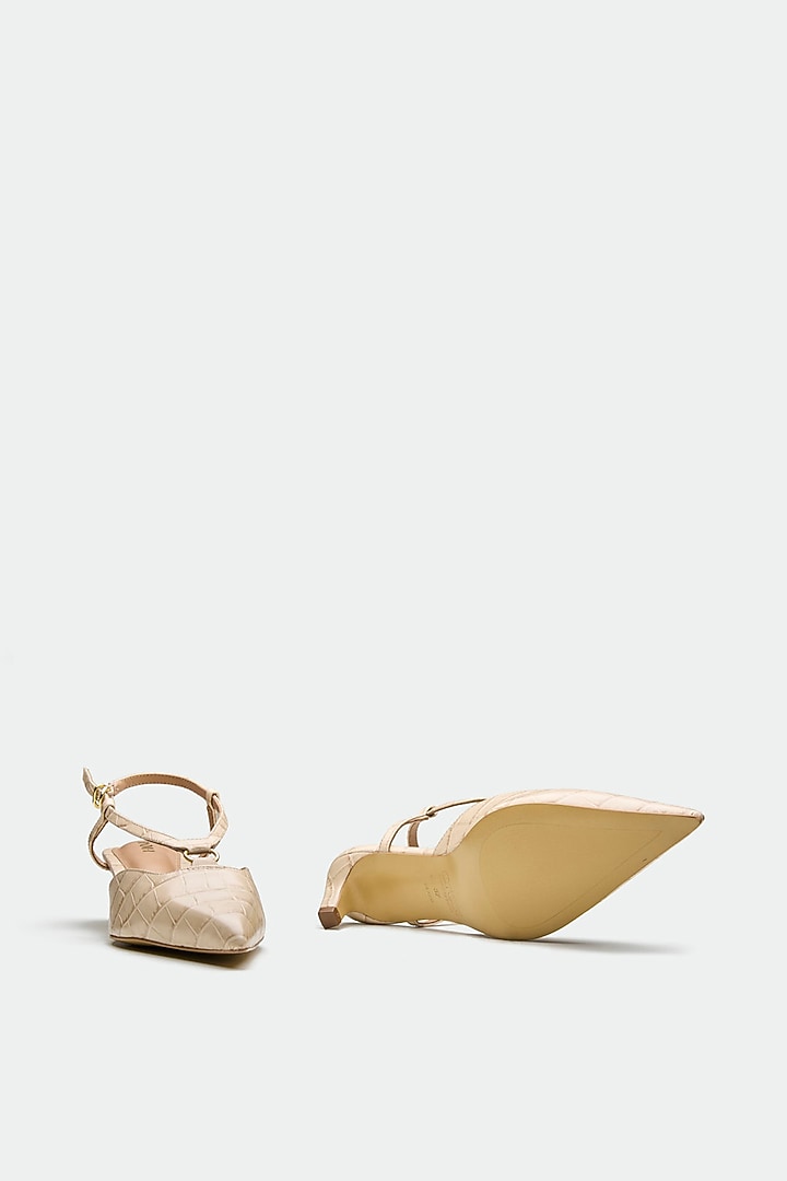 Nude Genuine Leather Slingback Heels by Oroh at Pernia's Pop Up Shop