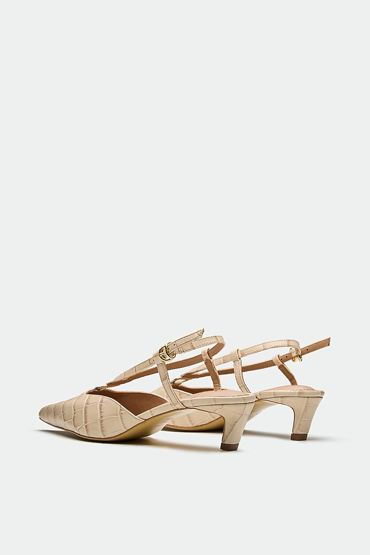Nude Genuine Leather Slingback Heels by Oroh at Pernia's Pop Up Shop