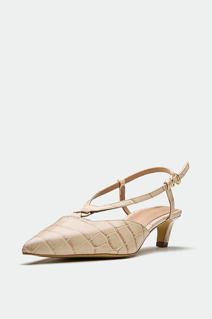 Nude Genuine Leather Slingback Heels by Oroh at Pernia's Pop Up Shop