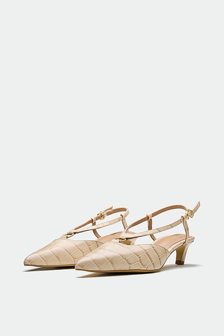 Nude Genuine Leather Slingback Heels by Oroh at Pernia's Pop Up Shop
