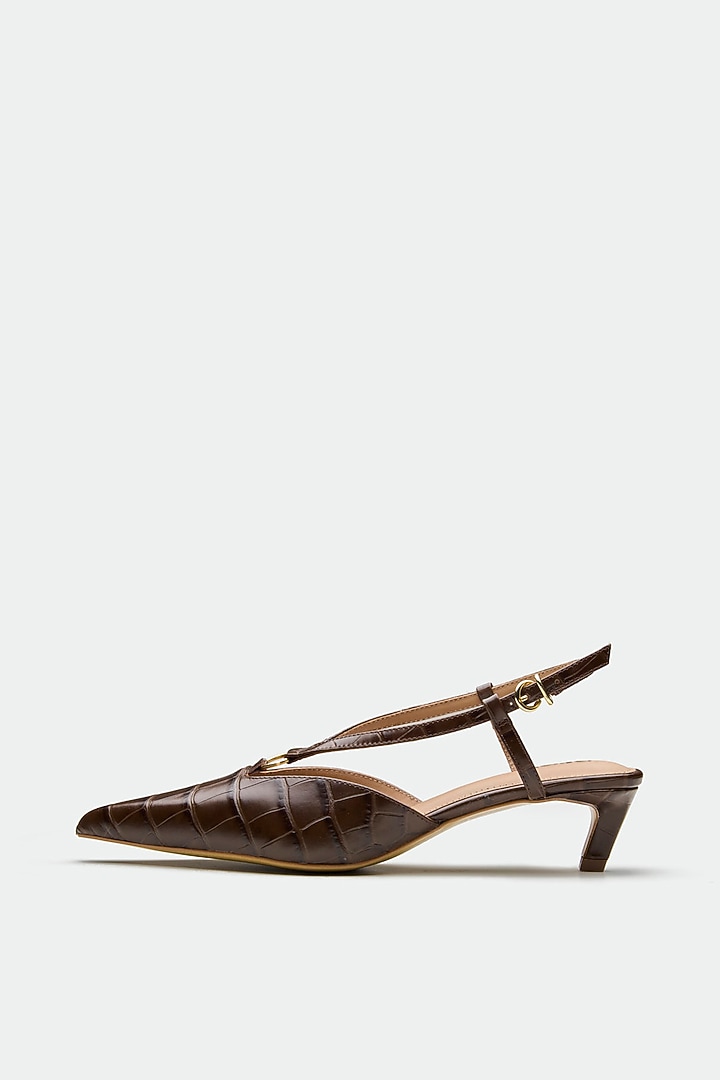Brown Genuine Leather Slingback Heels by Oroh at Pernia's Pop Up Shop